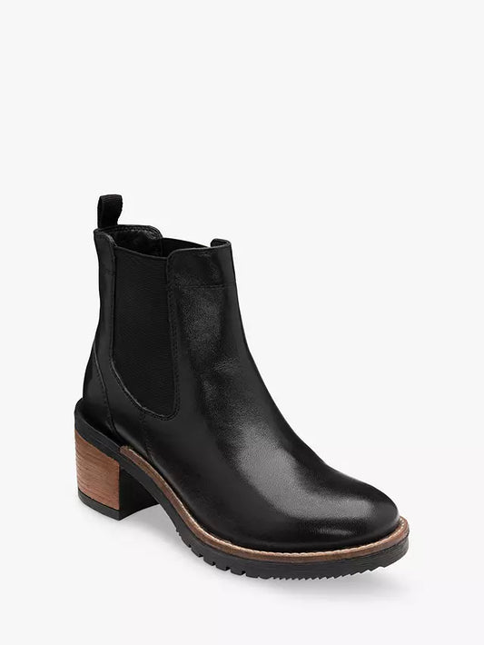 Bray Leather Block Heel Ankle Boots, Black
