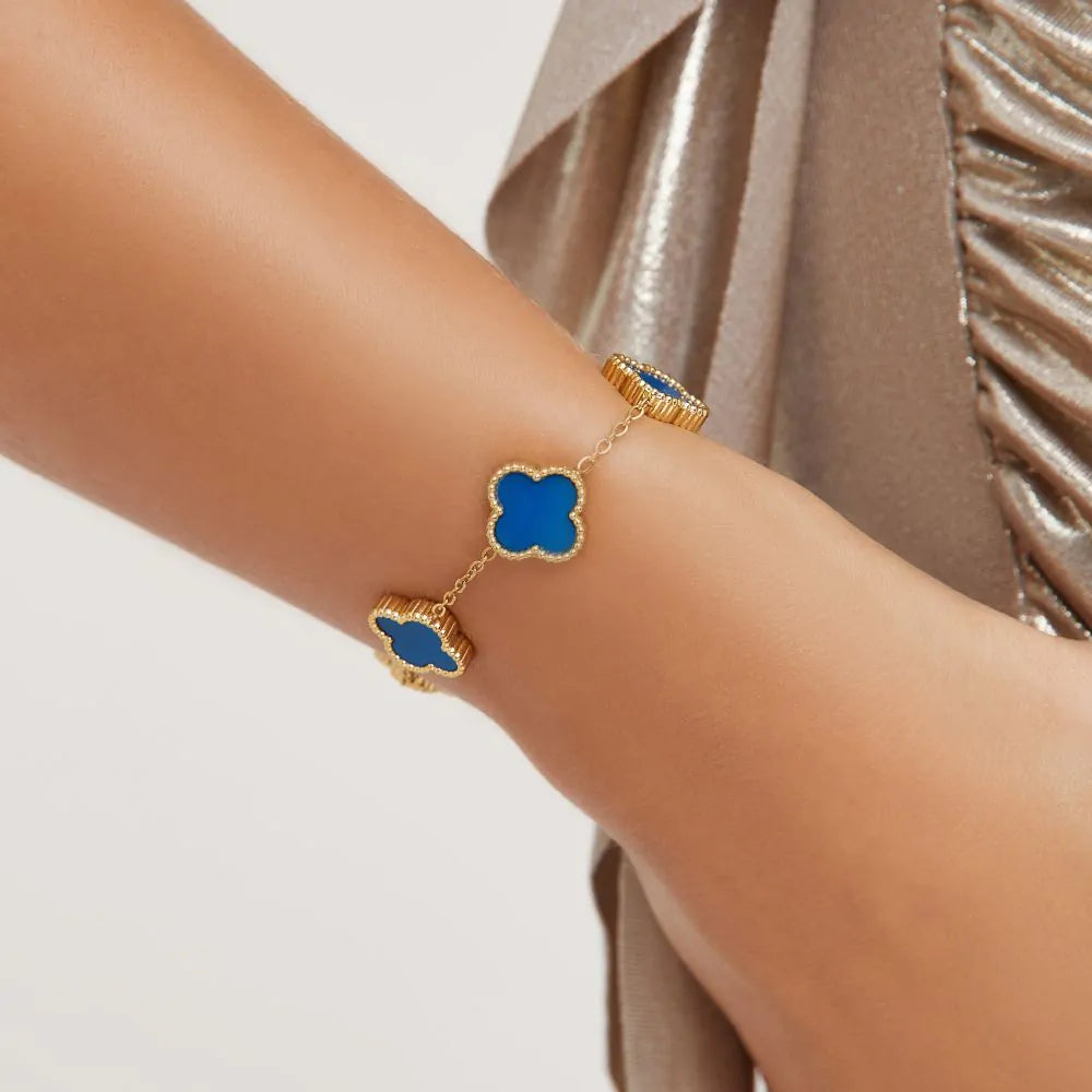 Envy Blue Multi Clover T-Bar Bracelet