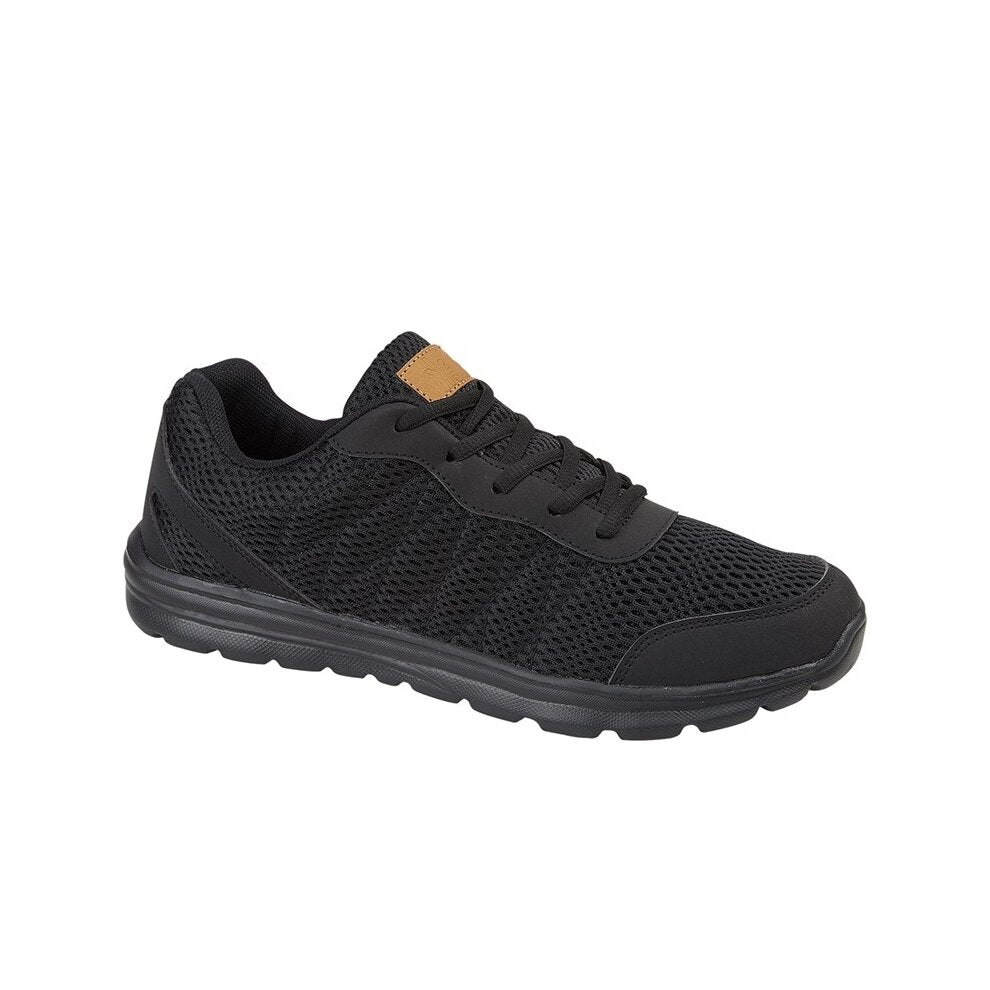 Dek Hyde Park Mens Jogger Textile Mesh Lace Shoes All Black