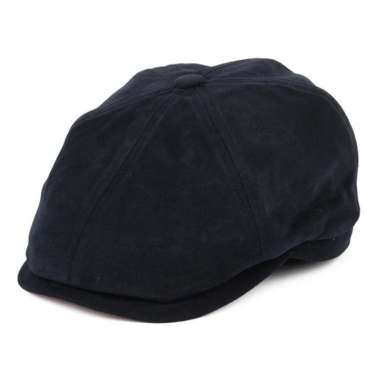 Failsworth Hat - Hudson Cotton Canvas Newsboy Cap - Navy / Salmon