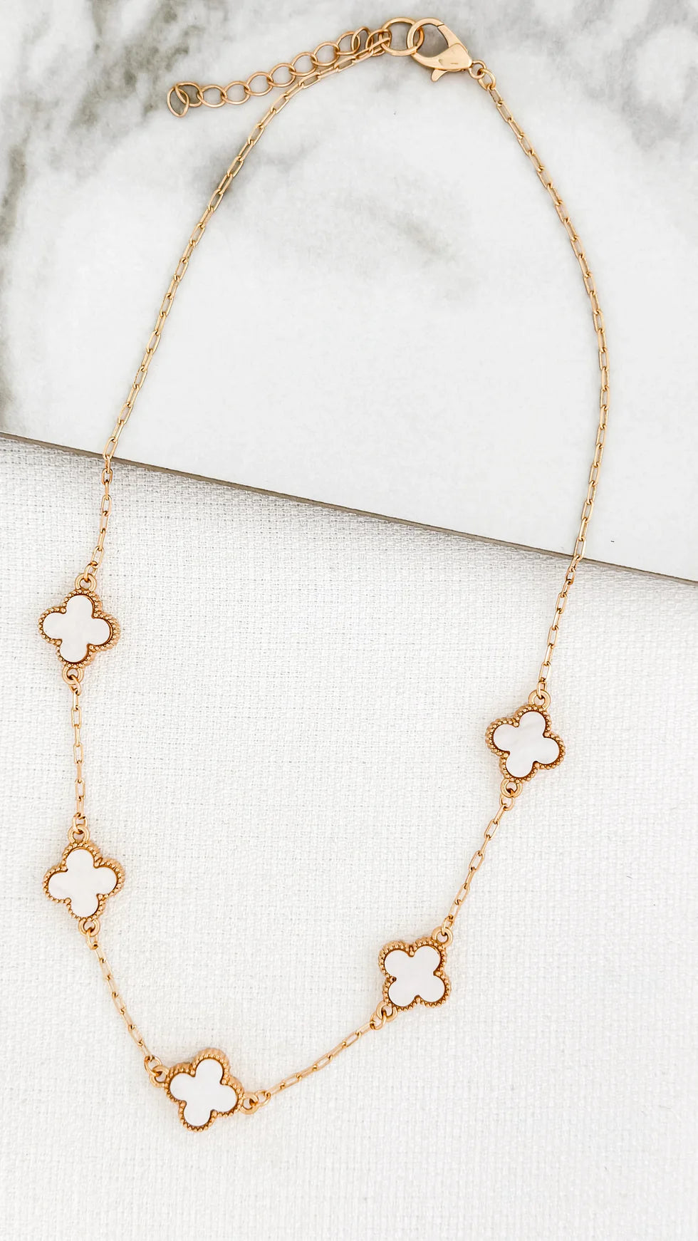 Envy Cream Multi Clover Necklace