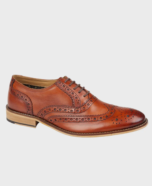 Roamers Tan Brogue Oxford Shoe