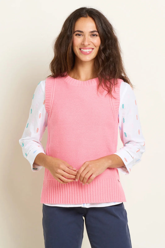 Pink Dip Hem Knitted Vest