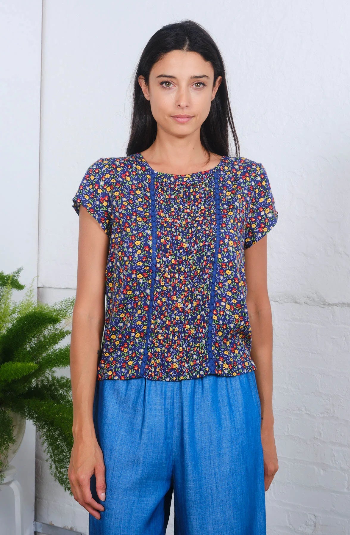 Carla Top In Blue Print