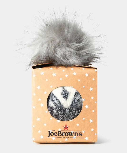 Pom Pom Hat In A Box- Grey