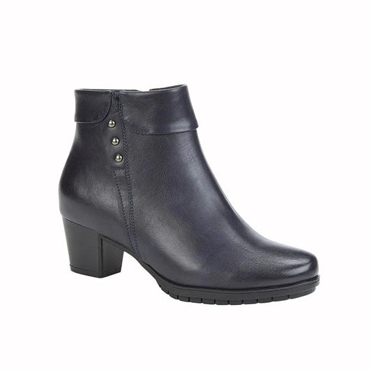 Janis Folded Collar Boots- Navy