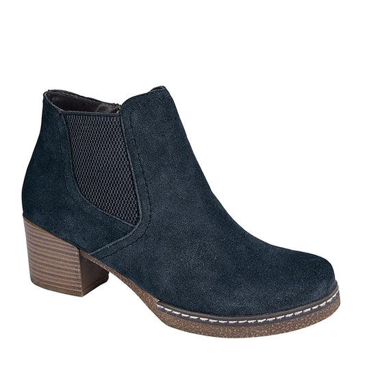 Mona Lisa Side Gusset/Inside Zip Ankle Boot- Navy