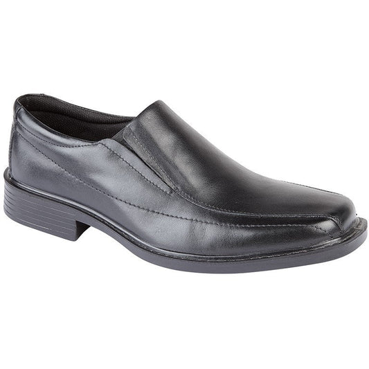 Roamers Lightweight Black Leather Smart Slip On Shoe