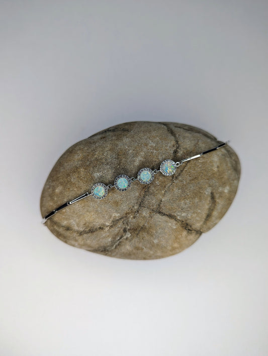 Sterling Silver White Opal Bracelet