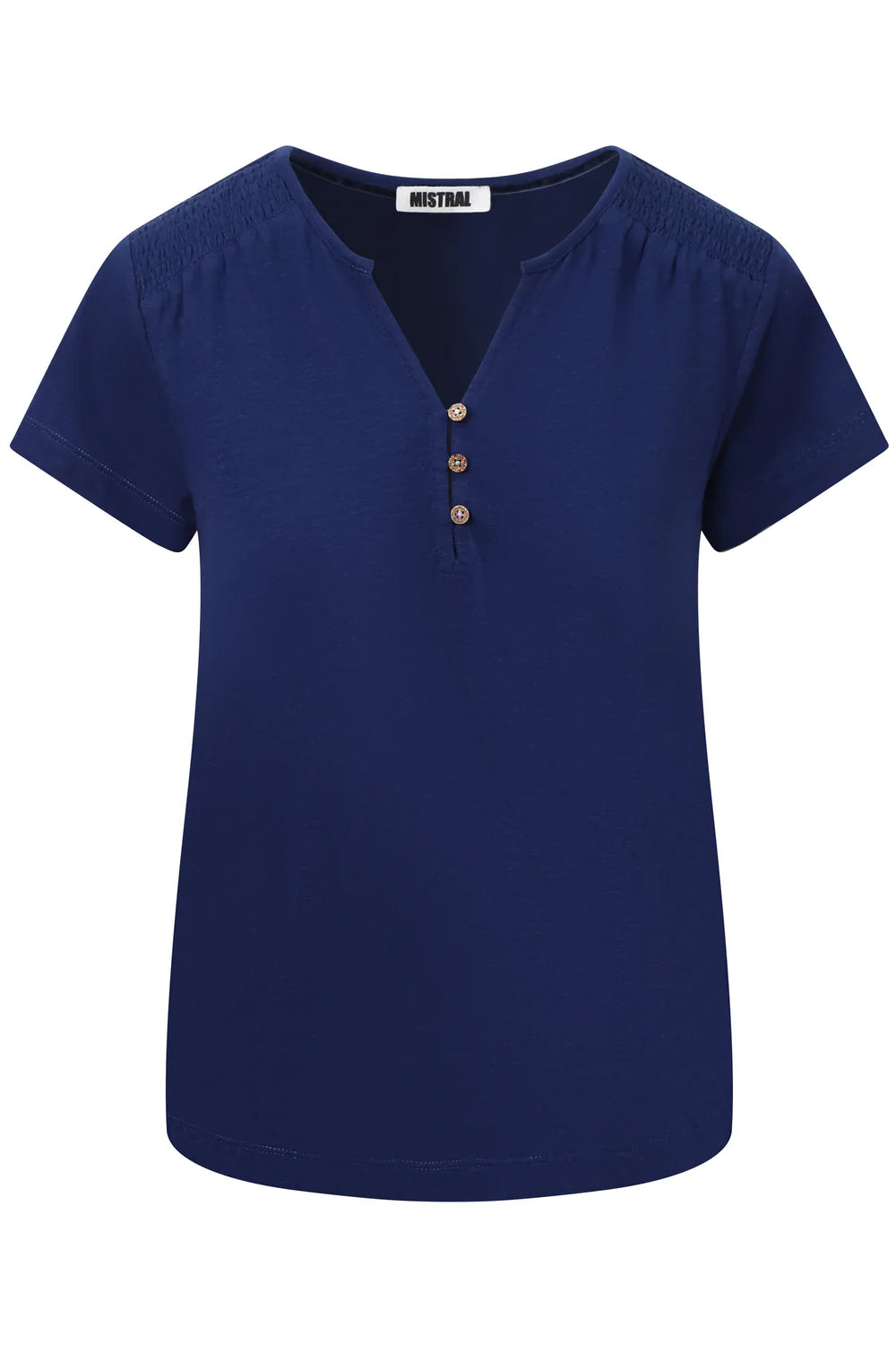 Short Sleeve Notch Neck Jersey Tee in Insignia Blue