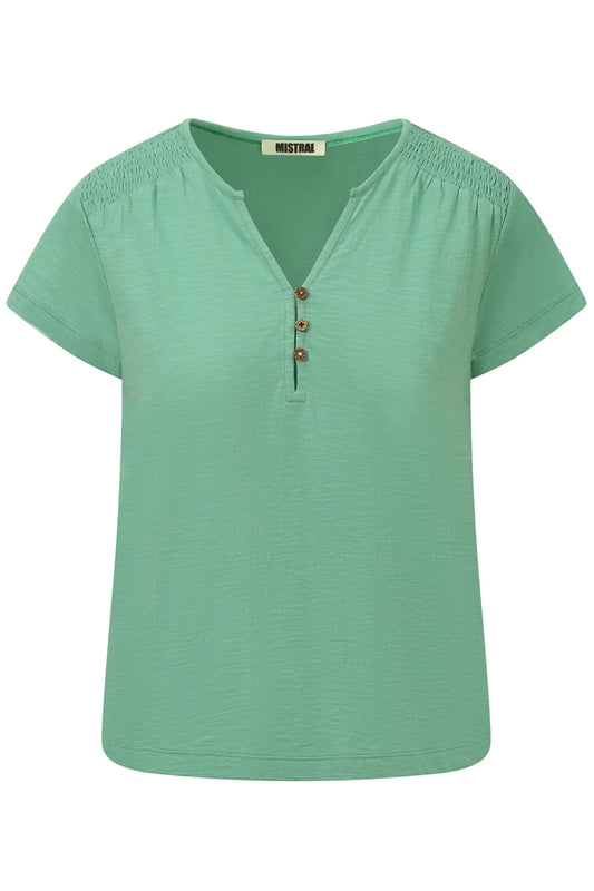 Short Sleeve Notch Neck Jersey Tee in Lichen