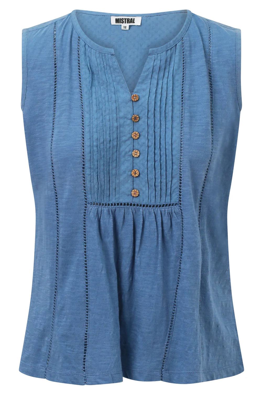 Sleeveless Pintuck Vest In Blue Heaven