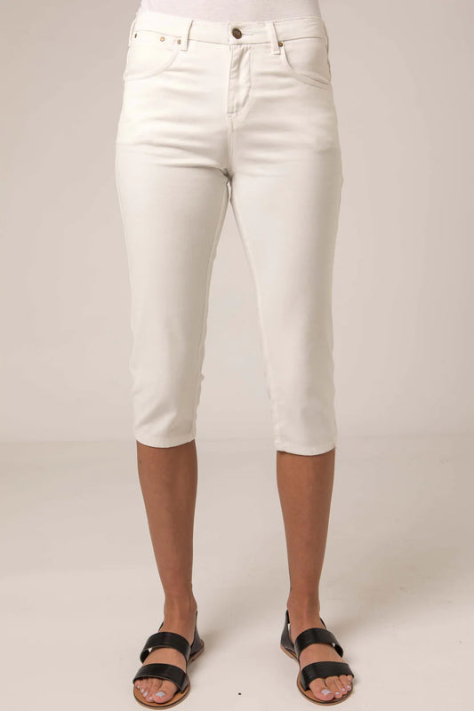 Stripe Detail Cropped Trouser in White