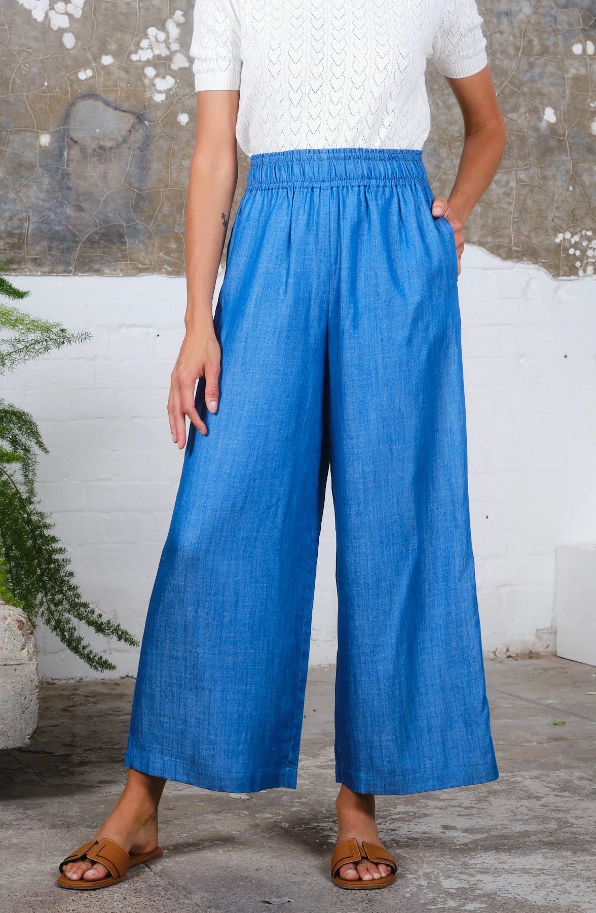 Tracy Trouser In Chambray Print