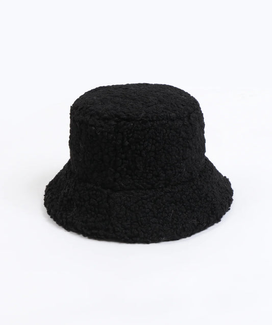 Faux Shearling Hat - Black