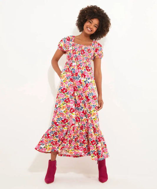Blossom Shirred Jersey Dress