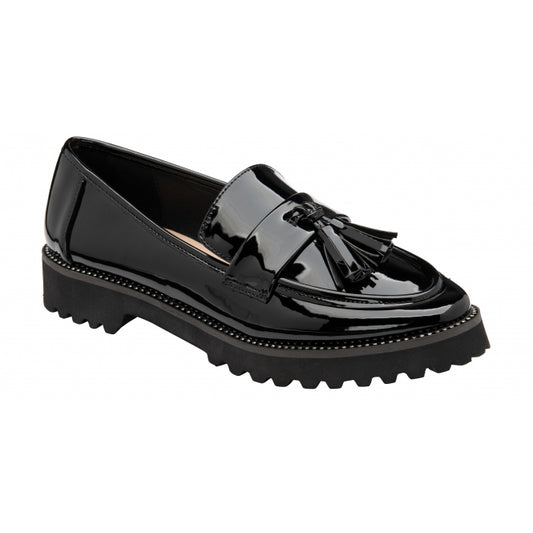 Black Patent Tavis Almond-Toe Loafers