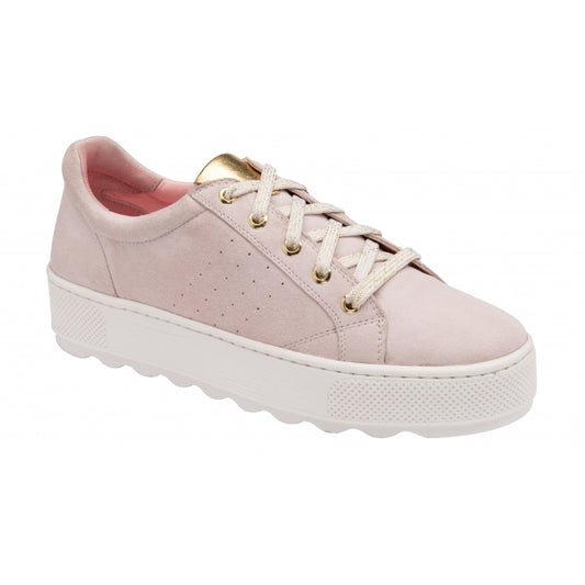 Pink, White & Metallic Gold Leather Rushen Trainers