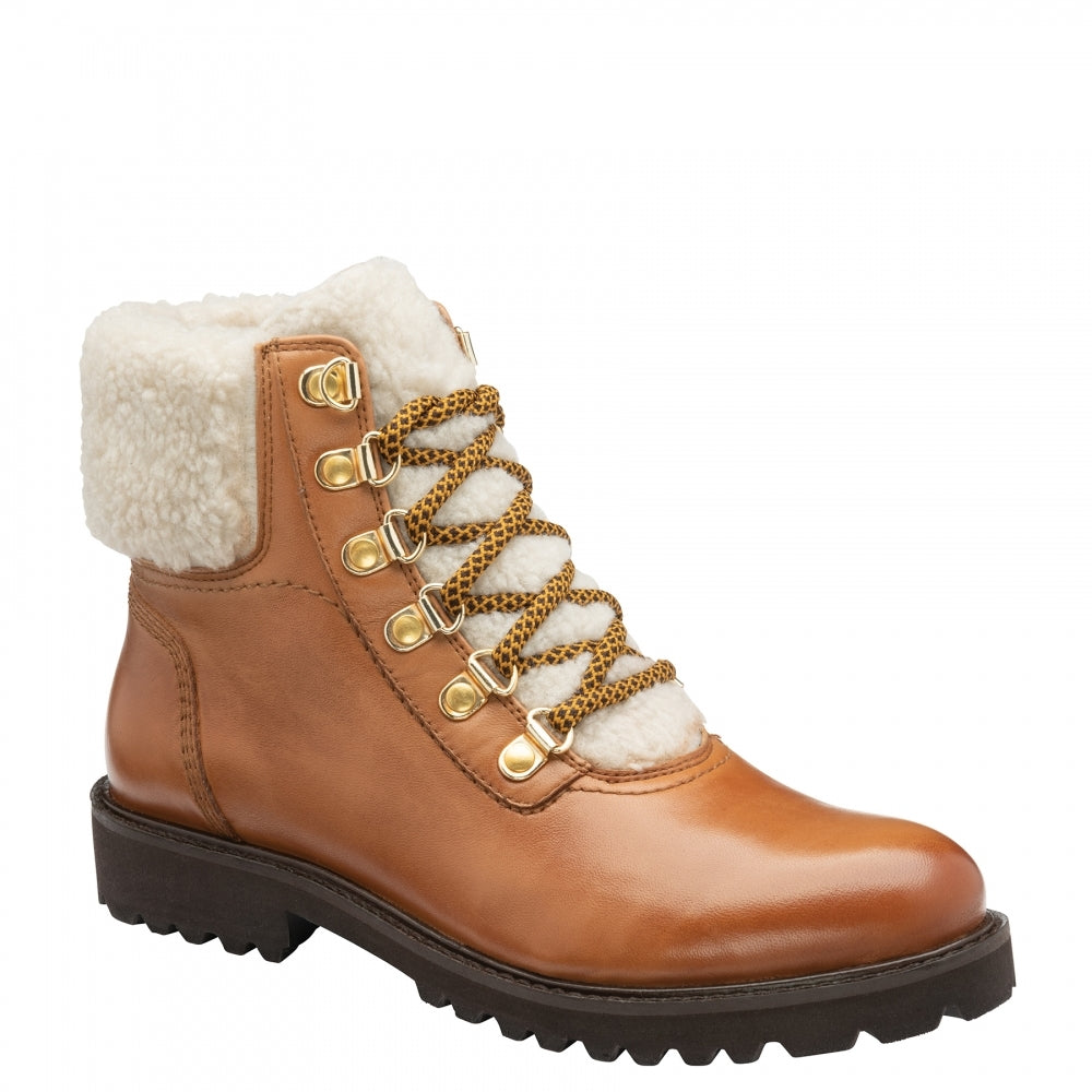 Tan Pinar Leather Lace-Up Ankle Boots